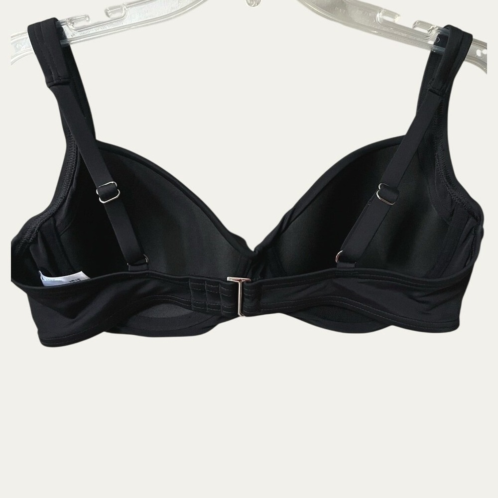 Lands End Swim Twist Wrap Front Bikini Top Womens 8 Black Underwire NWOT - Picture 3 of 11